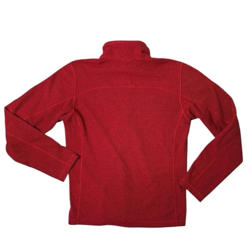 The North Face Pullover Men‎ Medium Red 1/4 Zip Fleece Hiking Waffle Knit Read